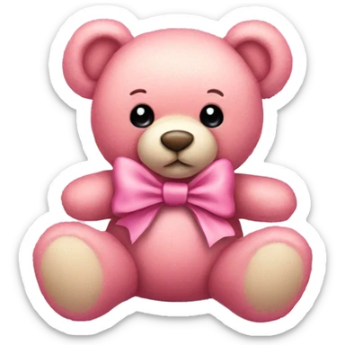 pink teddy bear with bow  sticker