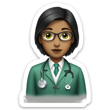doctor, black hair, girl, white skin, green eyes sticker