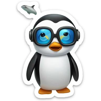 Penguin scuba diving sticker