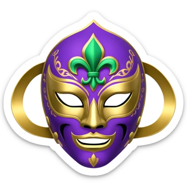 Louisiana themed luchador mask with fleur-de-lis and Mardi Gras colors (purple, green, gold) sticker