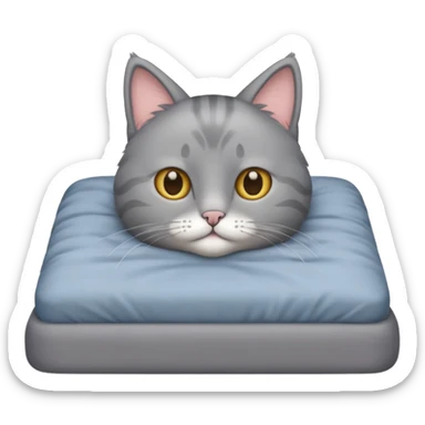 gray cat whit a bed sticker