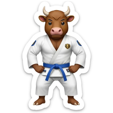 Bull wearing jiu jitsu gi  sticker