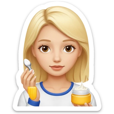 haz una chica rubia haciendose su skincare sticker