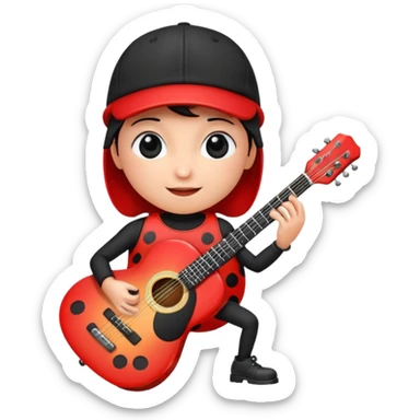 ladybug with a guitar and a cap sticker