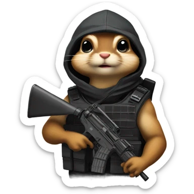 Chipmunk ninja with bulletproof vest and ar25 sticker