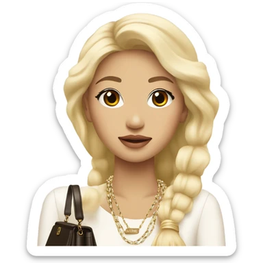 Blonde Chanel Asian Girl with Birkin bag and Chanel necklace sticker