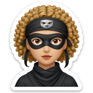 Mujer bandida con rulos 👩🏻🥷🏻
 sticker