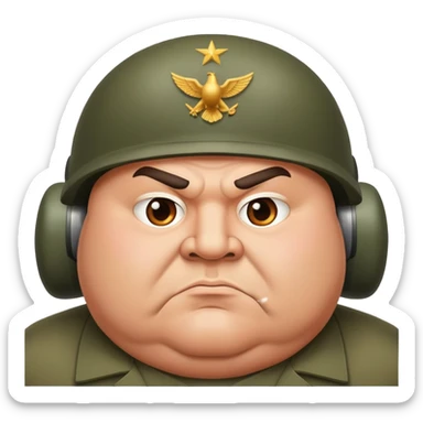 a military bombing plane with a head of a bold fat man sticker