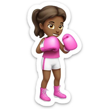 Pale Brunette girl wearing pink boxing gloves sticker