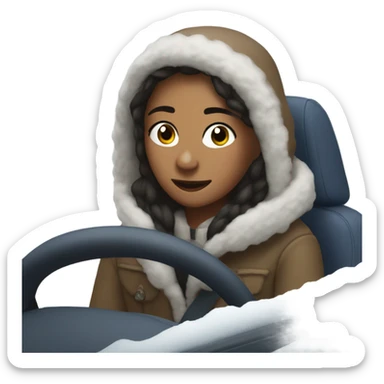My friend tia driving in the snow sticker