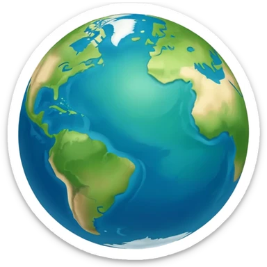 Minimalist Earth globe with blue oceans and green landmasses shaped exactly like the number 812, clean iOS emoji style, simple design sticker