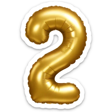 Golden baloon in the shape of number 2 sticker
