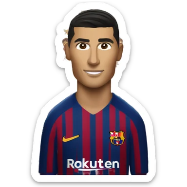 Cristiano Ronaldo at barcelona with the jersey sticker