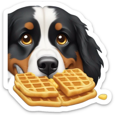 Bernese mountain dog eating waffle sticker