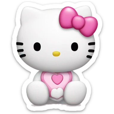 Hello kitty with pink hearts  sticker