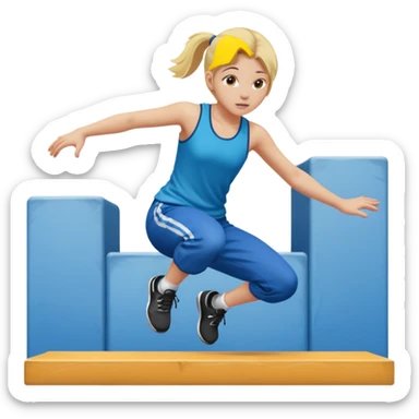 a young blonde girl doing parkour at kids school sticker