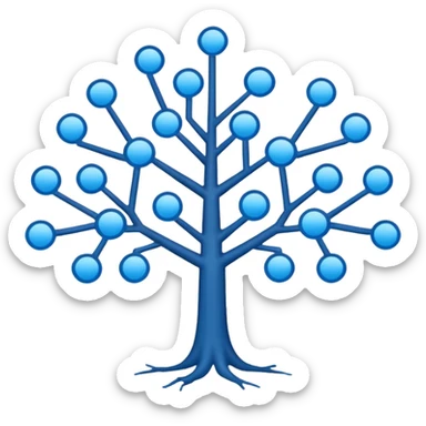 connected nodes forming a simple tree diagram sticker