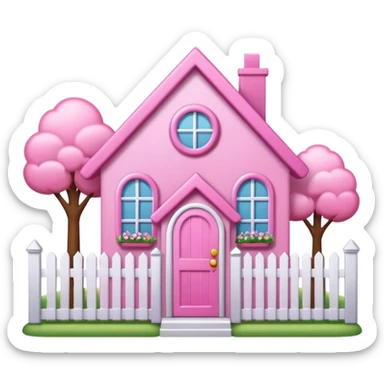 Pretty pink cartoon house a little more realistic like an emoji style sparkly  sticker