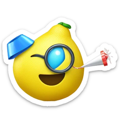 a lemon with a party blower sticker