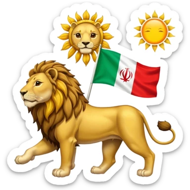 Create a Sticker of lion and sun flag of Iran sticker