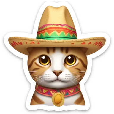 CAT WITH Mexican sombrero sticker