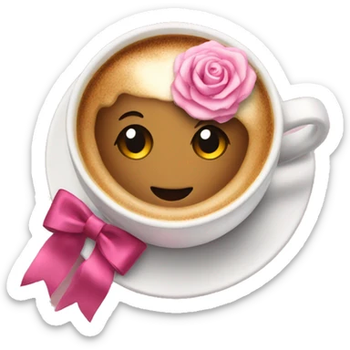 Coffee with a rosa bow  sticker