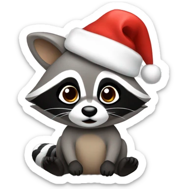 Cute raccoon with a festive cap sticker