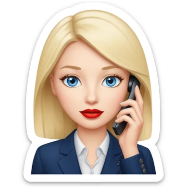 business woman with blue eyes talking on the mobile phone sticker