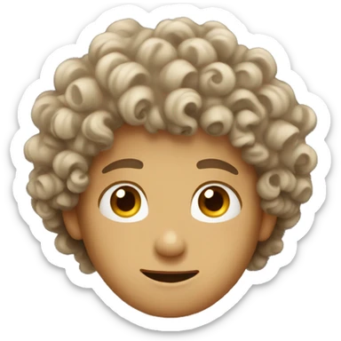 A curly hair boy with small eyes fair good looking  sticker
