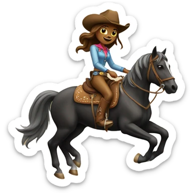 Cowgirl riding a horse sticker