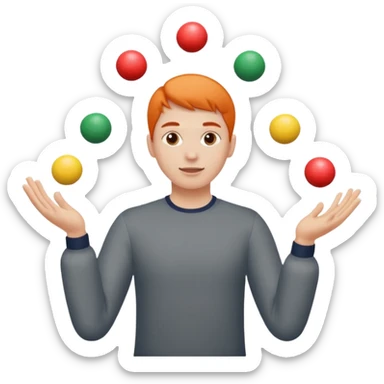 person mimicking juggling with hands in front of them but without the balls sticker