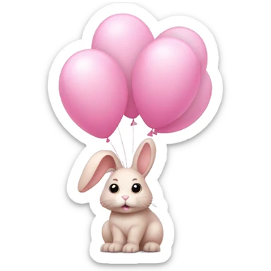 Light pink bunny with pink baloons sticker