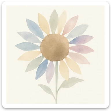 sunflower with varied colored petals, artistic illustration style sticker