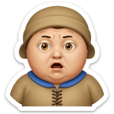 a chubby Ukrainian man in a realistic-style costume, terrified sticker