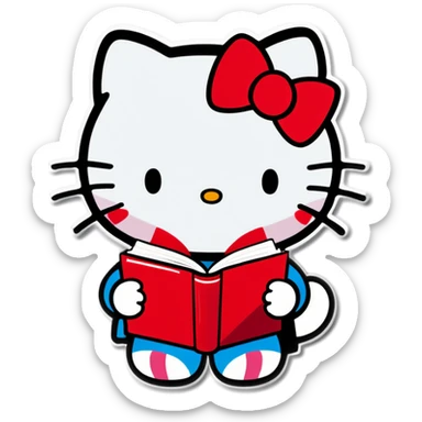 Hello Kitty writing and reading in school  sticker