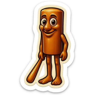 Create a high-fidelity emoji of the stump character, keeping the exact same proportions, pose, and facial expression as the reference image. Do not make it creepier or change the style. Keep the background transparent and enhance the detail. sticker