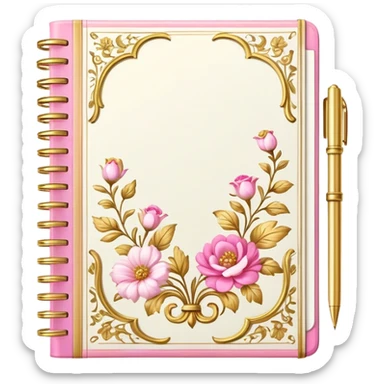 Notebook rococo style, gold and pink and white  sticker
