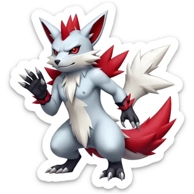 Edgy Cool Beautiful Zangoose-Guilmon-Zoroark, full body sticker