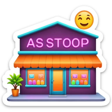 shop with neon lighting sticker