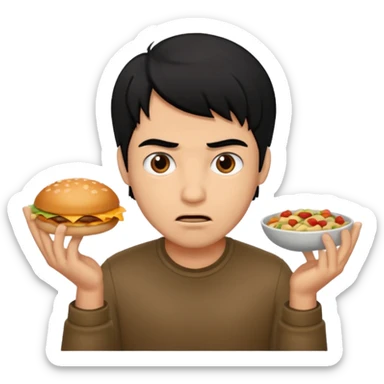 mach mir eine sportliche person mit schwarzen haaren die gerade offensichtlich heißhunger hat. Sie soll määnlich sein sticker