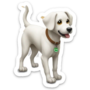 dog crossing the street on back feet sticker