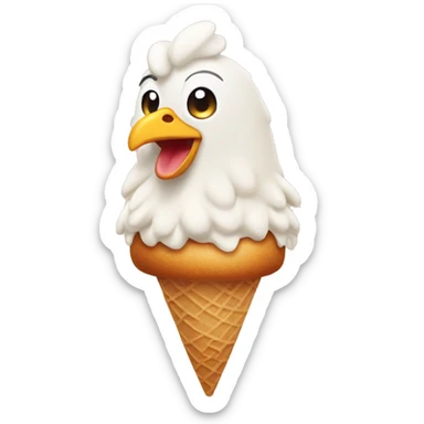  chicken on an ice cream cone sticker