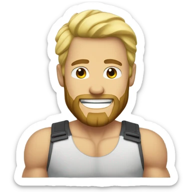 smiling blonde muscular man with beard in outdoor setting sticker