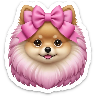 Pomeranian pink bow sticker