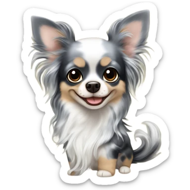 Blue merle chihuahua long hair with spotted face black Starbucks  sticker
