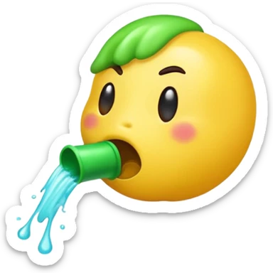 yellow emoji face vomiting projectile  sticker