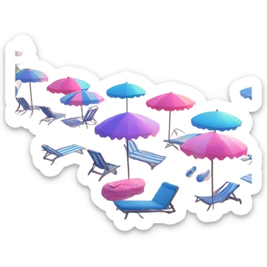 Beach with blue & pink core sticker