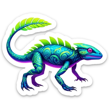 Tropical futuristic lush neon Fionbri-Vernid-creature (full body) sticker