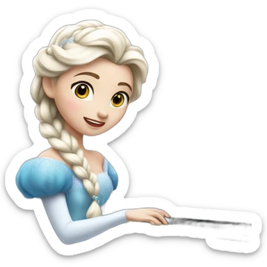 The Snow queen is playing on the white piano sticker