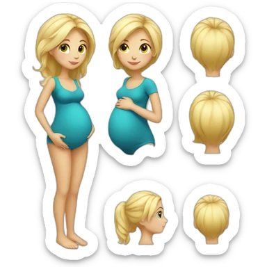 adorable pregnant blond full body women have hair  sticker
